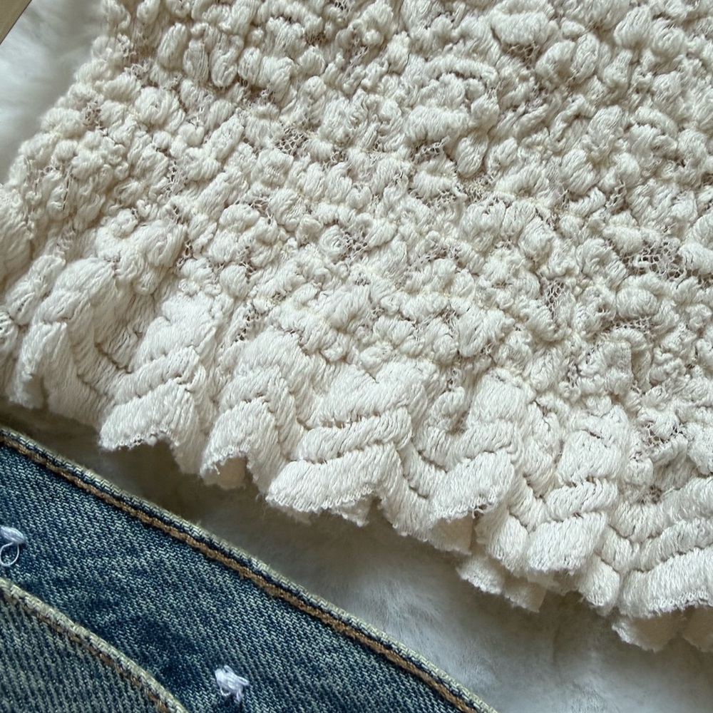 Zara Off White Mesh Crop Top - Picture 5 of 5